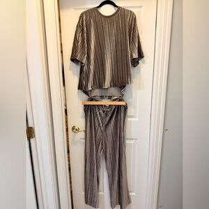 a new day Velvet Striped Top in Brown and Cream